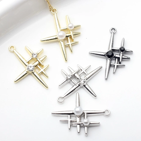 Pendentifs Croix Étoile en Alliage Avec Künstliche Perle Strass Minimaliste DIY Matériel de Fabrication de Bijoux pour Femmes Sans Chaîne
