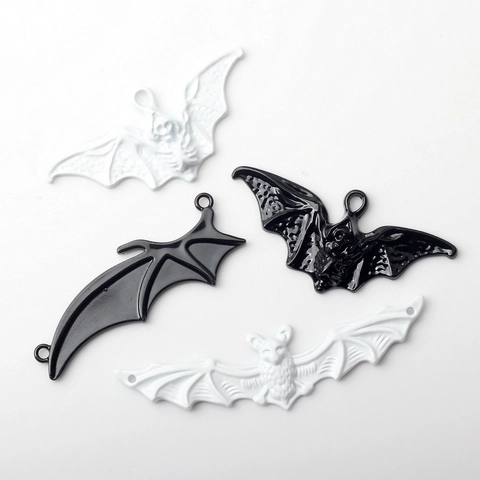 Alloy Enamel Bat Pendants For Halloween Jewelry Making Gothic Bat Wing Charms DIY Necklace Earring Accessories