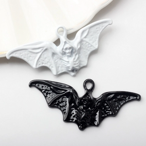 Alloy Enamel Bat Pendants For Halloween Jewelry Making Gothic Bat Wing Charms DIY Necklace Earring Accessories