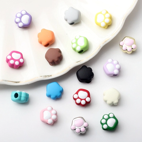 Perline a Forma di Zampa di Gatto in Lega e Silicone per Fai da Te Accessori Gioielli per Bracciali Collane Orecchini Carine Perline Distanziatrici