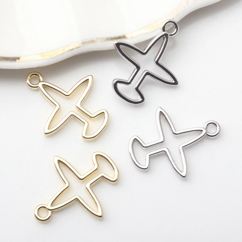 Colgantes de Aleación Minimalistas con Forma de Avión Hueco para Joyería Bricolage Oro Plata Accesorios de Metal