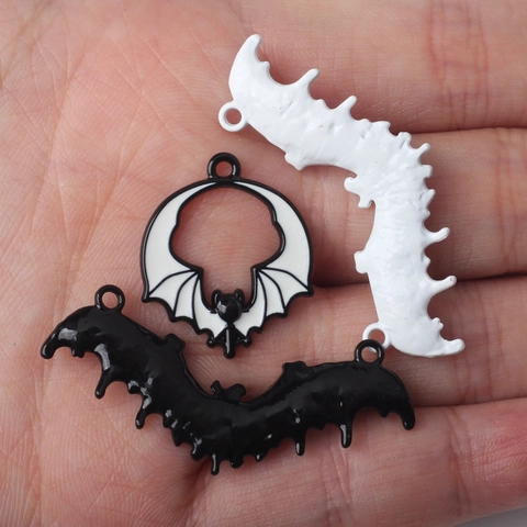 Μενταγιόν Νυχτερίδα Halloween Κράμα Σμάλτο Charms για DIY Κολιέ Βραχιόλι Γοτθικό Αξεσουάρ Κοσμημάτων για Διακόσμηση Πάρτι