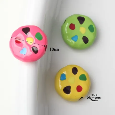 Colorful Enamel Cookie Shaped Zinc Alloy Loose Beads Polka Dot Spacer Beads For DIY Bracelet Necklace Jewelry Making Accessories