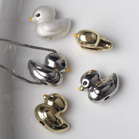 Cartoon Bird Duck Shaped Zinc Alloy Loose Beads Small Animal Spacer Beads For DIY Jewelry Making Bracelet Necklace Accessories