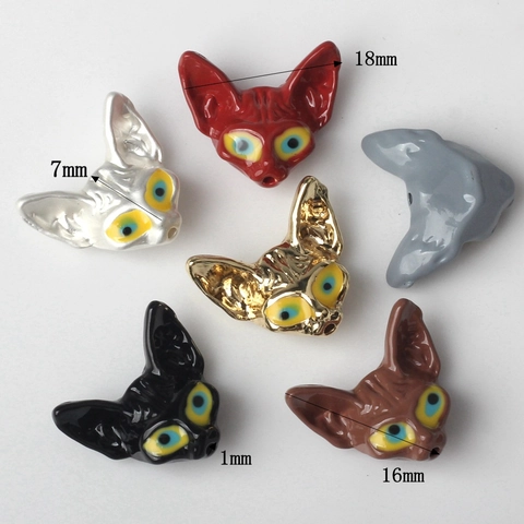 Breloques Tête de Chat Sphynx Alliage Émail Accessoires de Bijouterie DIY Design Vintage Unique pour Colliers Bracelets