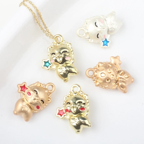 DIY Cartoon Katze Löwe Zinklegierung Emaille Charms Anhänger Stern Dekoration Schmuckherstellung Zubehör Für Armbänder Halsketten Damen Kinder