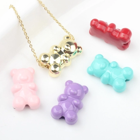 Alloy Painted Colorful Bear Beads Cartoon Gummy Bear Charms For DIY Necklace Bracelet Earrings Jewelry Making Accessories