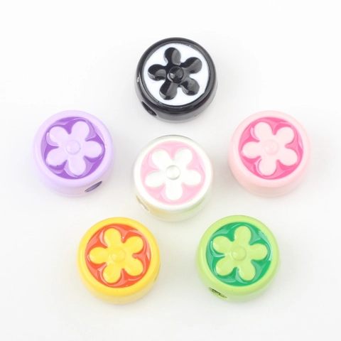 Colorful Zinc Alloy Enamel Flower Loose Beads Floral Pattern Spacer Beads For DIY Bracelet Necklace Jewelry Making