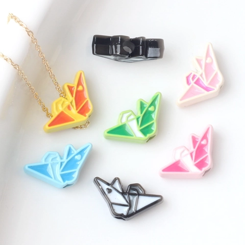Origami Crane Alloy Enamel Loose Beads Colorful Geometric Animal Spacer Beads For DIY Bracelet Necklace Jewelry Making