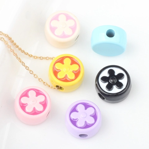 Colorful Zinc Alloy Enamel Flower Loose Beads Floral Pattern Spacer Beads For DIY Bracelet Necklace Jewelry Making