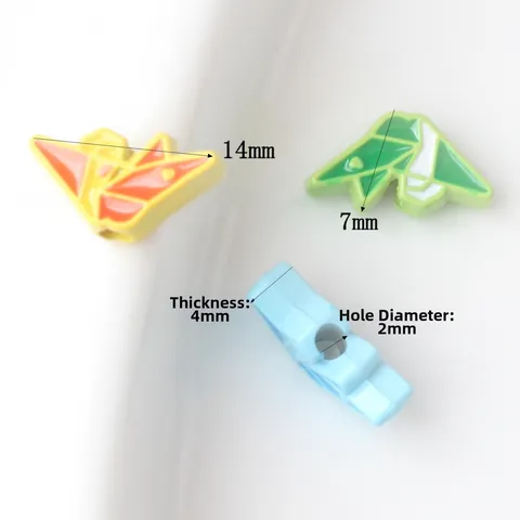 Cuentas Sueltas de Grulla de Origami Aleación Esmalte Coloridas Geométricas Animales Cuentas Espaciadoras para Creación de Joyas DIY