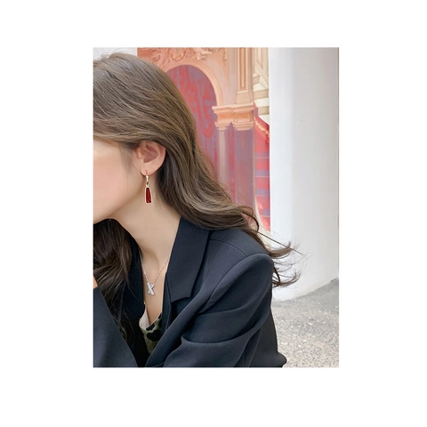 Boucles d'Oreilles Pendantes Géométriques Vintage Couleurs Morandi Avec Tige en Argent Sterling 925 Plaqué Or 14K Bijoux Femme