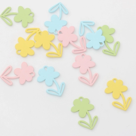 Einfache Legierung Blume Anhänger Charms Matt Lackiert Schmuckzubehör Für DIY Ohrringe Halskette Handarbeit Zubehör Damen