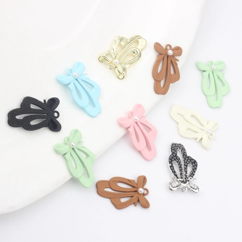 Legierung Schleife Anhänger Mit Künstliche Perle Für Schmuckherstellung DIY Ohrringe Halskette Zubehör Lackierte Charms