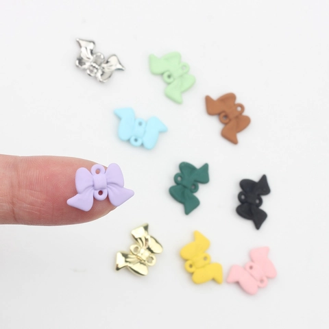 Mini Schleife Legierung Verbinder Anhänger Bunt Lackiert Doppel Anhänger Schmuckherstellung Zubehör Für Ohrringe Armbänder DIY Handwerk Zubehör