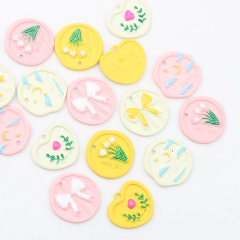Mode Legierung Macaron Blume Schleife Herz Relief Anhänger Charms Für DIY Schmuckherstellung Handgefertigte Ohrring Halskette Zubehör