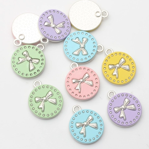 Koreanischer Stil Einfach Rund Schleife Legierung Anhänger Emaille Charm DIY Für Halskette Armband Ohrring Schmuckzubehör