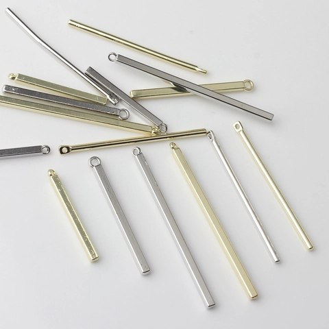 Colgantes Minimalistas de Pilar Cuboide de Aleación de Zinc para Pendientes de Borla DIY Conectores de Barra Oro Plata