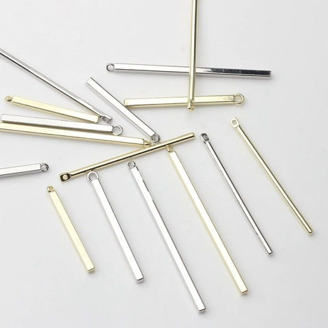 Colgantes Minimalistas de Pilar Cuboide de Aleación de Zinc para Pendientes de Borla DIY Conectores de Barra Oro Plata