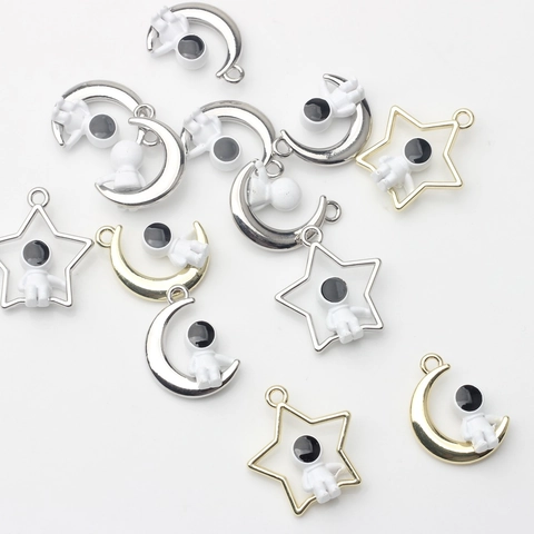 DIY Legierung Astronaut Stern Mond Anhänger Charms Mit Emaille Für Schmuckherstellung Ohrringe Halskette Armband Bastelbedarf