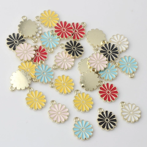 Zinklegierung Emaille Gänseblümchen Blumen Anhänger Für DIY Schmuckherstellung Handgemachte Ohrring Halskette Zubehör Mehrfarbig Floral