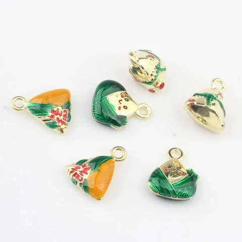 Drachenbootfest Zongzi Reisknödel Legierung Emaille DIY Schmuck Charms Anhänger Für Ohrringe Halskette Zubehör