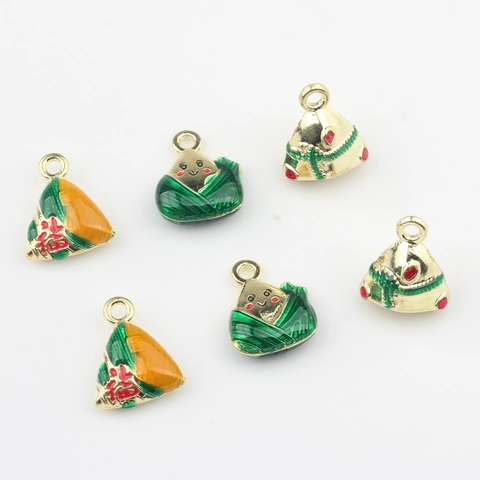 Drachenbootfest Zongzi Reisknödel Legierung Emaille DIY Schmuck Charms Anhänger Für Ohrringe Halskette Zubehör