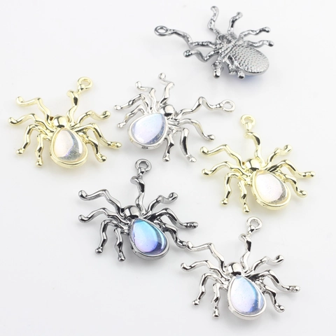 Kreativ Zinklegierung Spinne Anhänger Mit Strass DIY Handgemachter Schmuck Ohrringe Halskette Zubehör Halloween Dekor