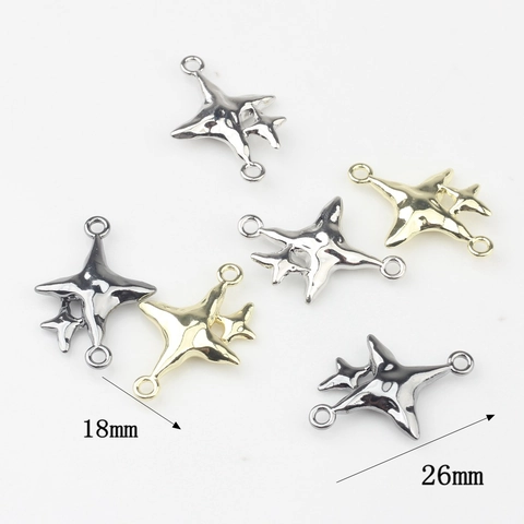 Zinklegierung Stern Doppelschleife Verbinder DIY Schmuckherstellung Halskette Armband Ohrring Stern Anhänger Minimalistisch Zubehör