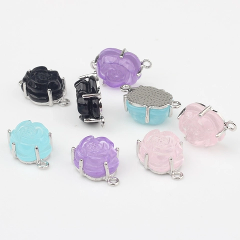 Zinklegierung Harz Rosenblüte Verbinder Anhänger Für DIY Schmuckherstellung Halsketten Armbänder Ohrringe Zubehör Blumenschmuck