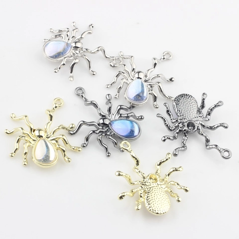 Kreativ Zinklegierung Spinne Anhänger Mit Strass DIY Handgemachter Schmuck Ohrringe Halskette Zubehör Halloween Dekor