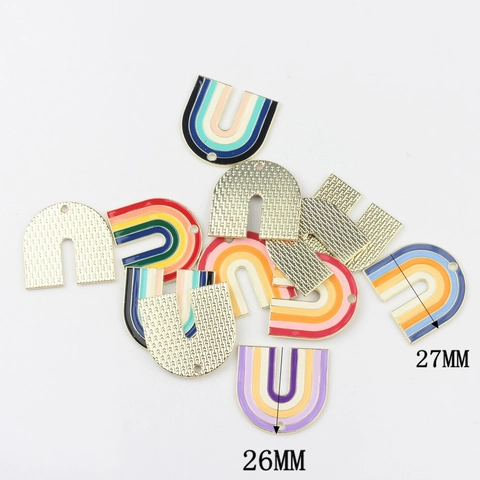 Bogen U-Form Regenbogen Emaille Anhänger Legierung Mehrfarbig Tropfendes Öl Charm Für DIY Ohrringe Schmuckherstellung