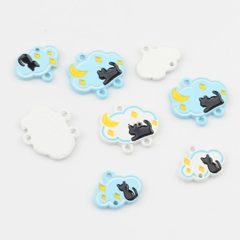 Legierung Wolke Katze Anhänger Katze Mond Stern Emaille Pendants DIY Schmuck Ohrringe Halskette Armband Herstellung Zubehör
