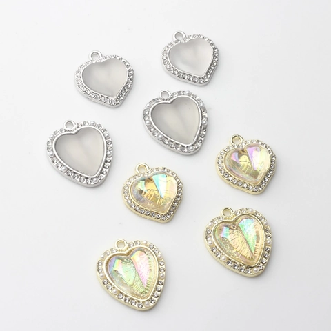Herzanhänger Aus Legierung Und Harz Mit Strass Und Künstliche Perle Rand Für DIY Ohrringe Halskette Schmuckherstellung