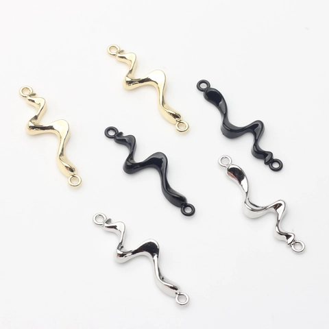 Legierung Geometrische Unregelmäßige S-Form Schmuck Verbinder Doppelöse DIY Zubehör Für Halsketten Armband Herstellung Gold Silber Schwarz