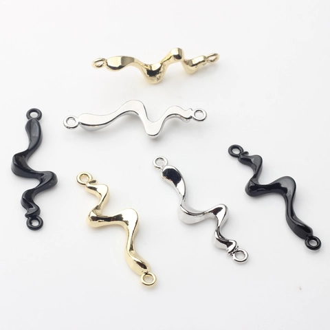 Legierung Geometrische Unregelmäßige S-Form Schmuck Verbinder Doppelöse DIY Zubehör Für Halsketten Armband Herstellung Gold Silber Schwarz