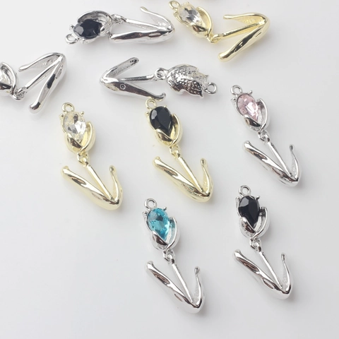 Legierung Strass Tulpe Blume Anhänger Für DIY Schmuckherstellung Gold Silber Plattiert Zirkonia Charm Für Halskette Armband Ohrringe
