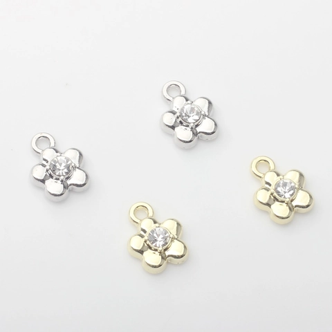 Legierung Zirkonia Mini Blume Anhänger Für DIY Ohrring Halskette Schmuckherstellung Silber Gold Vergoldet Blumenschmuck Zubehör