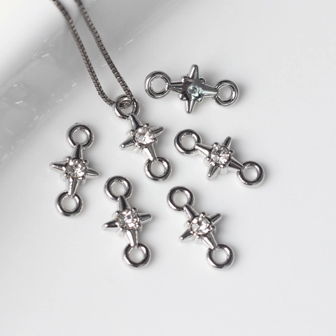 Breloques Connecteur Étoile en Alliage avec Strass Pendentif Étoilé pour Fabrication de Boucles d'Oreilles Bracelets Colliers DIY Ton Argent