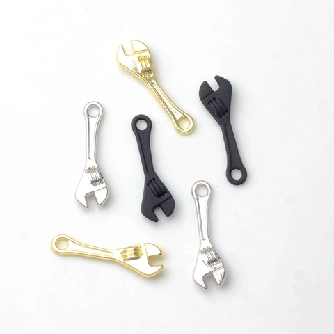 Alloy Mini Wrench Shape Charms For DIY Jewelry Making Creative Hand Tool Pendants Earrings Keychains Accessories