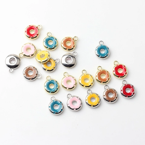 Mini Donut Alloy Enamel Charms For DIY Jewelry Making Pendants For Bracelets Necklaces Earring Craft Findings Multicolor