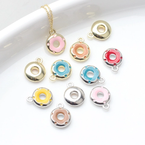 Mini Donut Alloy Enamel Charms For DIY Jewelry Making Pendants For Bracelets Necklaces Earring Craft Findings Multicolor