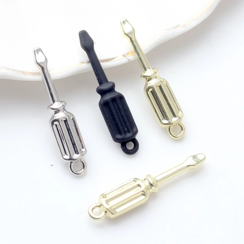 Creative Zinc Alloy Mini Screwdriver Shape Pendant Charm For DIY Jewelry Making Keychain Necklace Accessory Gold Silver Black