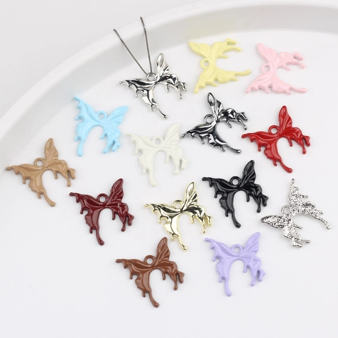 DIY Alloy Molten Liquid Metal Butterfly Pendants For Jewelry Making Necklace Earring Findings Y2K Style Women Handcrafted Accessories