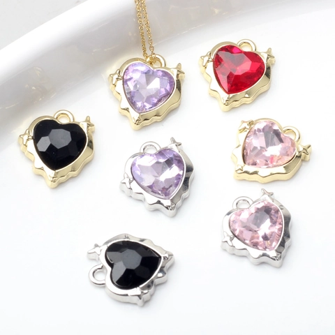 Vintage Hartvorm Zinklegering Strass Hangers Voor DIY Sieraden Maken Ketting Oorbel Armband Ambacht Goud Zilver Basis Bedeltjes