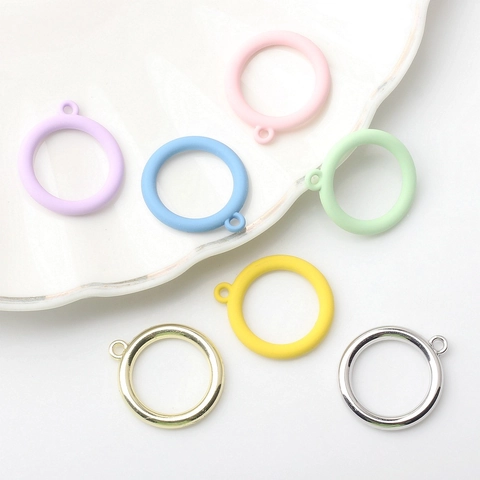 Zinc Alloy Spray Painted Colored Hollow Circle Pendants Charms DIY Handmade Jewelry Accessories For Earrings Necklace Craft
