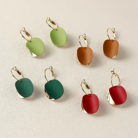 Boucles d'Oreilles Pendantes Géométriques Vintage Morandi Laque Mate pour Femmes Tige Argent Sterling 925 Bijoux Cuivre