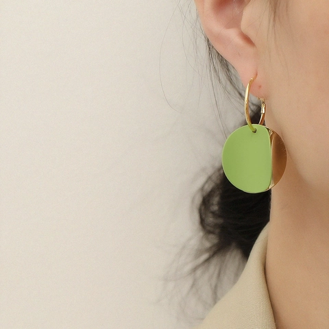 Boucles d'Oreilles Pendantes Géométriques Vintage Morandi Laque Mate pour Femmes Tige Argent Sterling 925 Bijoux Cuivre