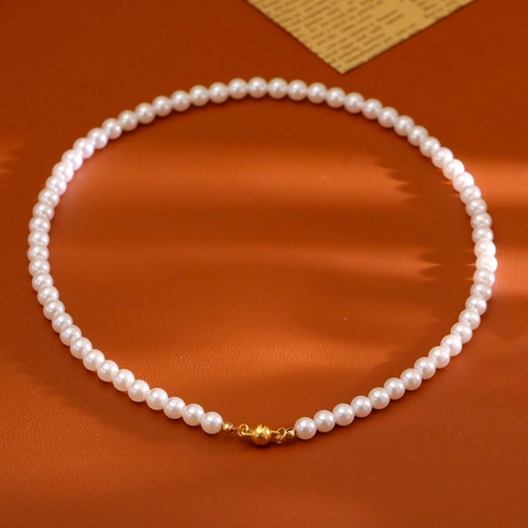 Élégant Collier de Perles Artificielles Avec Fermoir Magnétique en Cuivre Plaqué Or Ras de Cou Perle pour Femme Banquet Bijoux