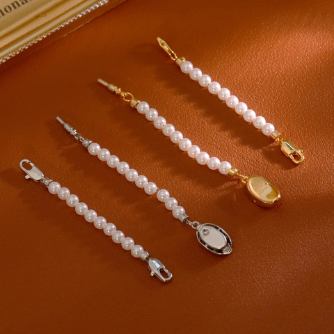 Connecteur de Bijoux en Cuivre et Perle Artificielle Extension de Collier Avec Double Fermoir Mousqueton pour Création de Bijoux Femme